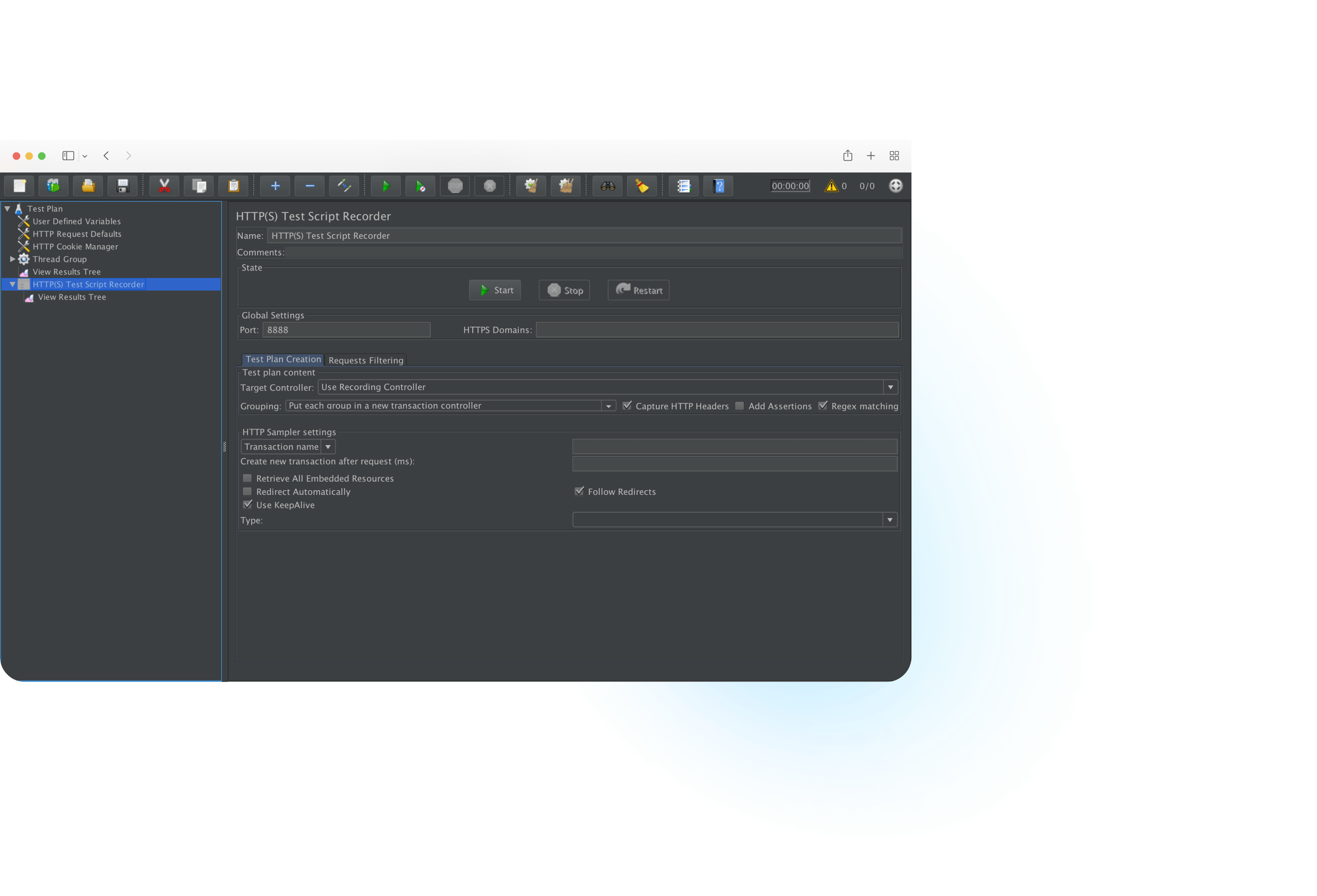 JMeter test plan open in the JMeter desktop editor, ready to upload to Testable